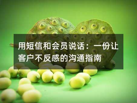 用短信和会员说话:一份让客户不反感的沟通指南