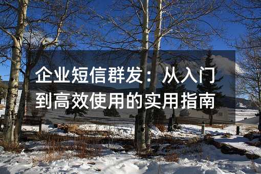 企业短信群发:从入门到高效使用的实用指南