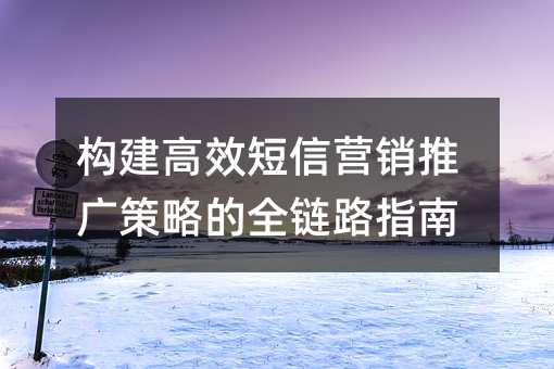 构建高效短信营销推广策略的全链路指南