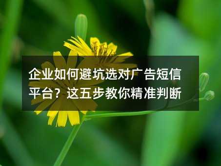 企业如何避坑选对广告短信平台?这五步教你精准判断