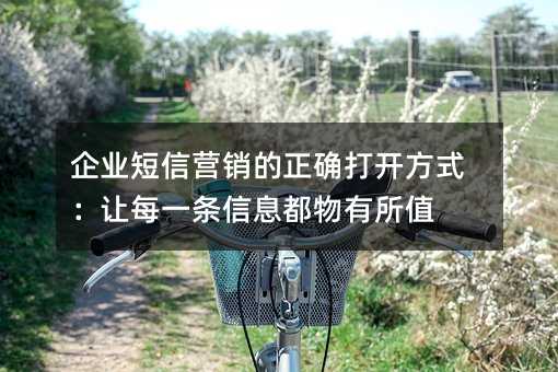 企业短信营销的正确打开方式:让每一条信息都物有所值