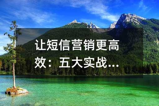 让短信营销更高效:五大实战要点