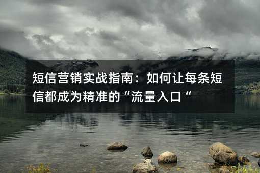短信营销实战指南:如何让每条短信都成为精准的“流量入口“