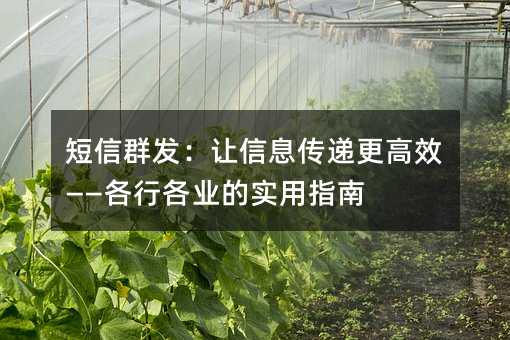 短信群发:让信息传递更高效——各行各业的实用指南