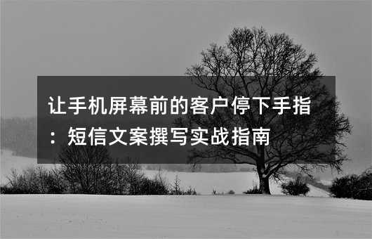 让手机屏幕前的客户停下手指:短信文案撰写实战指南
