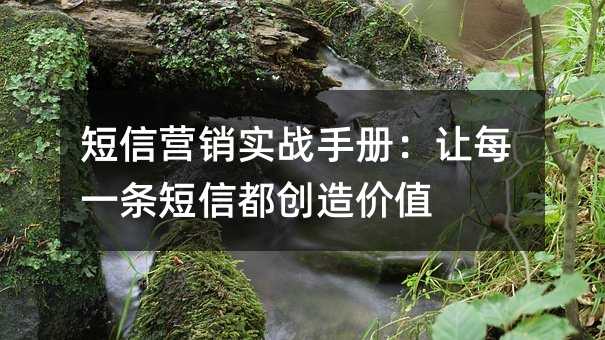 短信营销实战手册:让每一条短信都创造价值