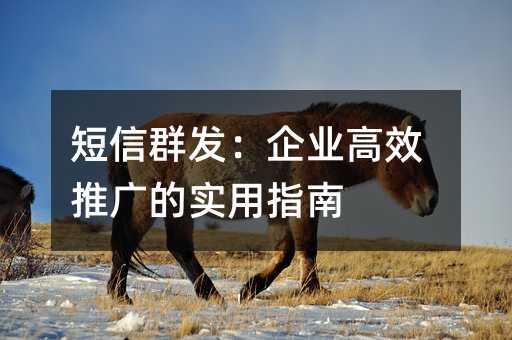 短信群发:企业高效推广的实用指南